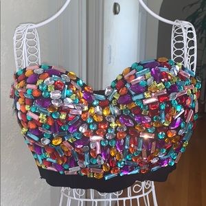 Rhinestone rainbow corset